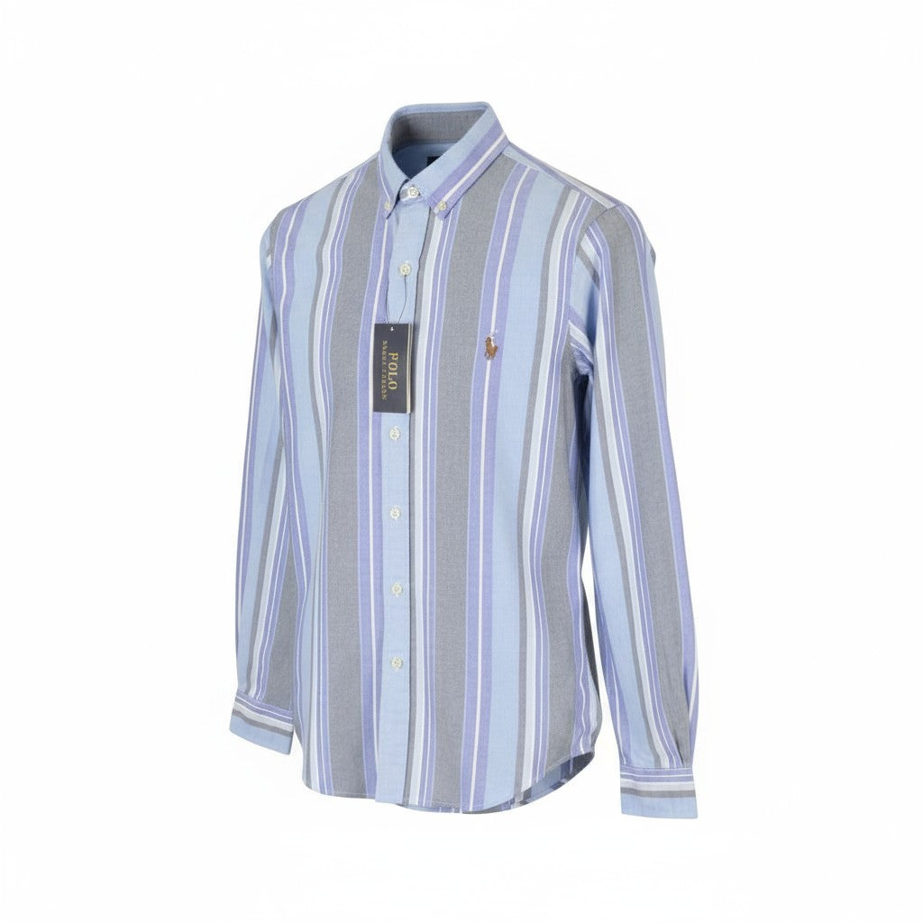RALPH LAUREN Men Shirt XS Striped Slim Fit Logo Button-Down Collar