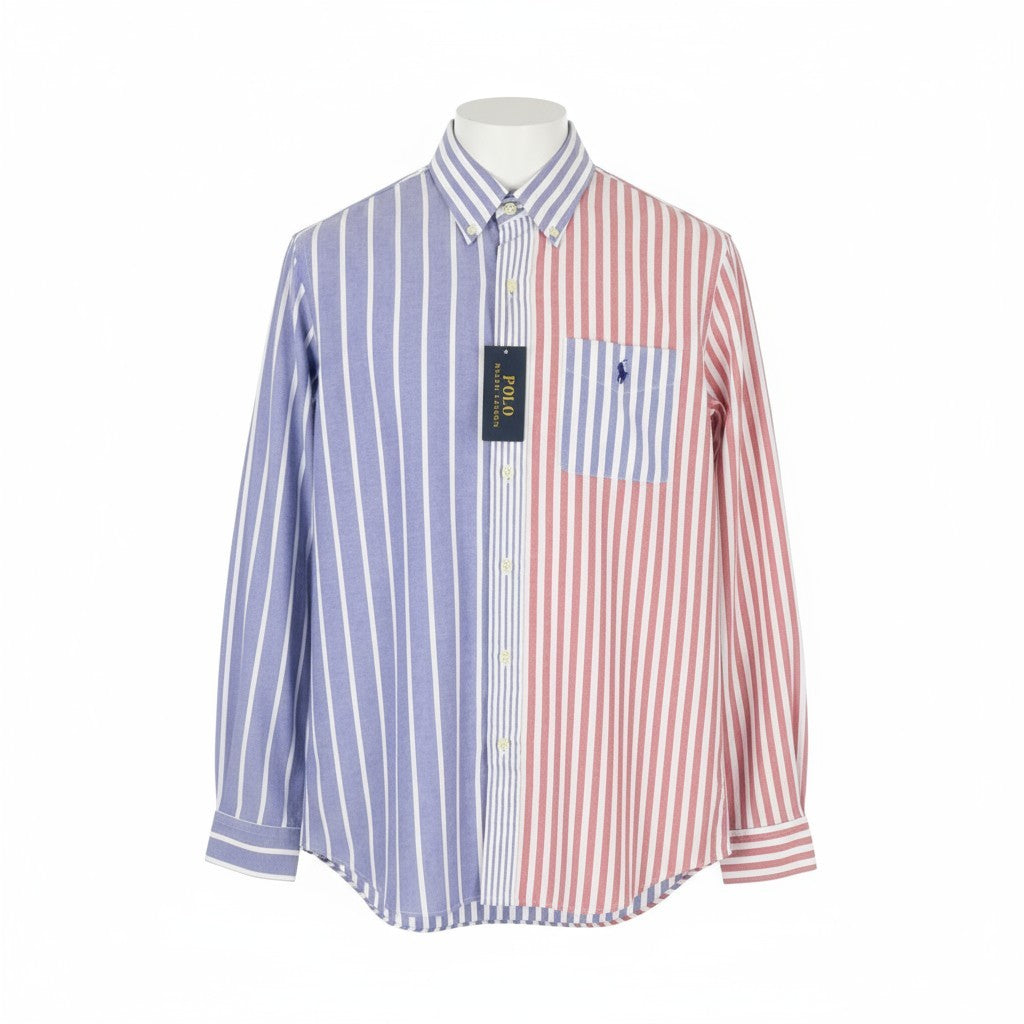 RALPH LAUREN Men Shirt M Stripe Custom Fit Button-Down Pocket Logo RRP219