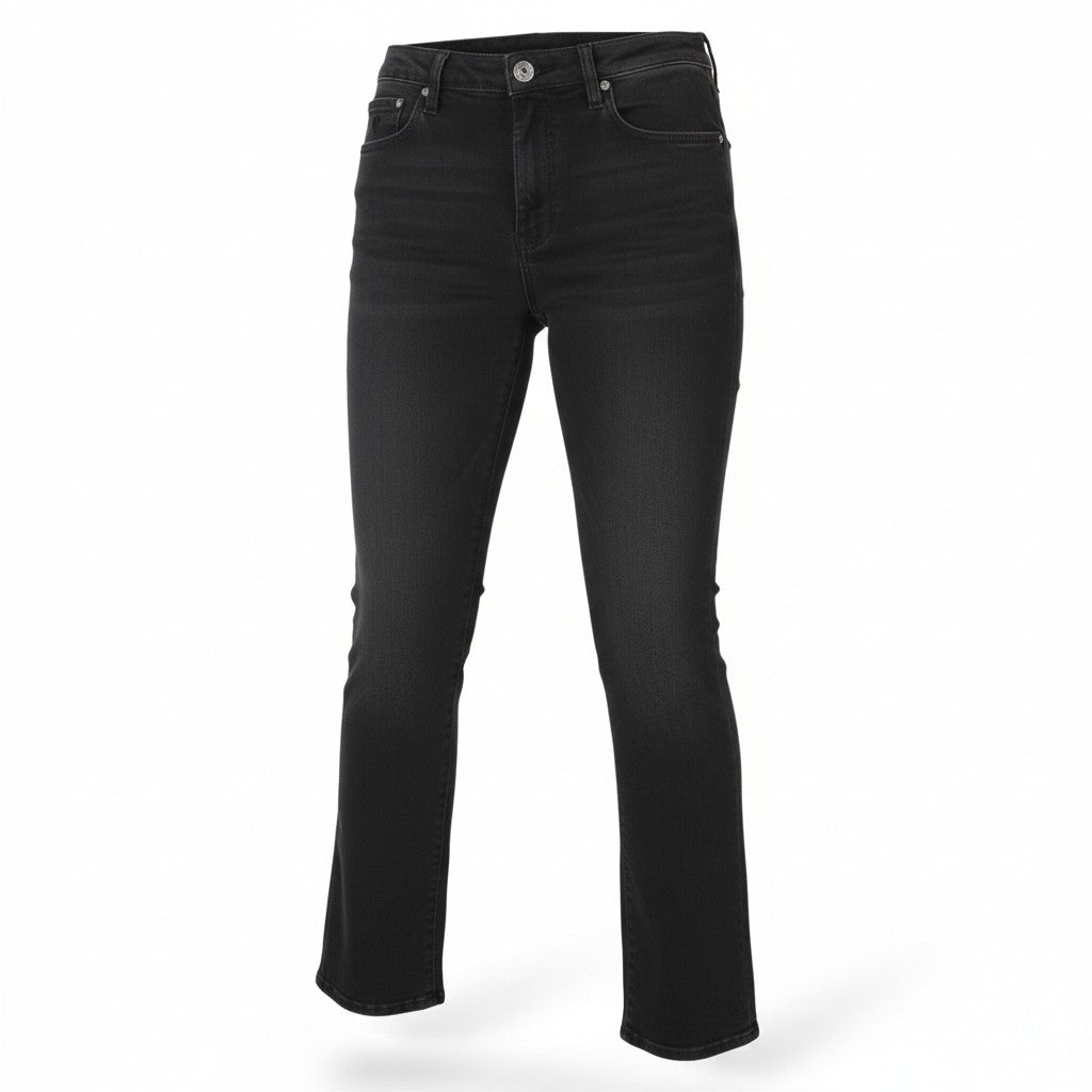 VICTORY GATE Women Jeans W28 Black Faded Flared Fit Zip Fly Denim
