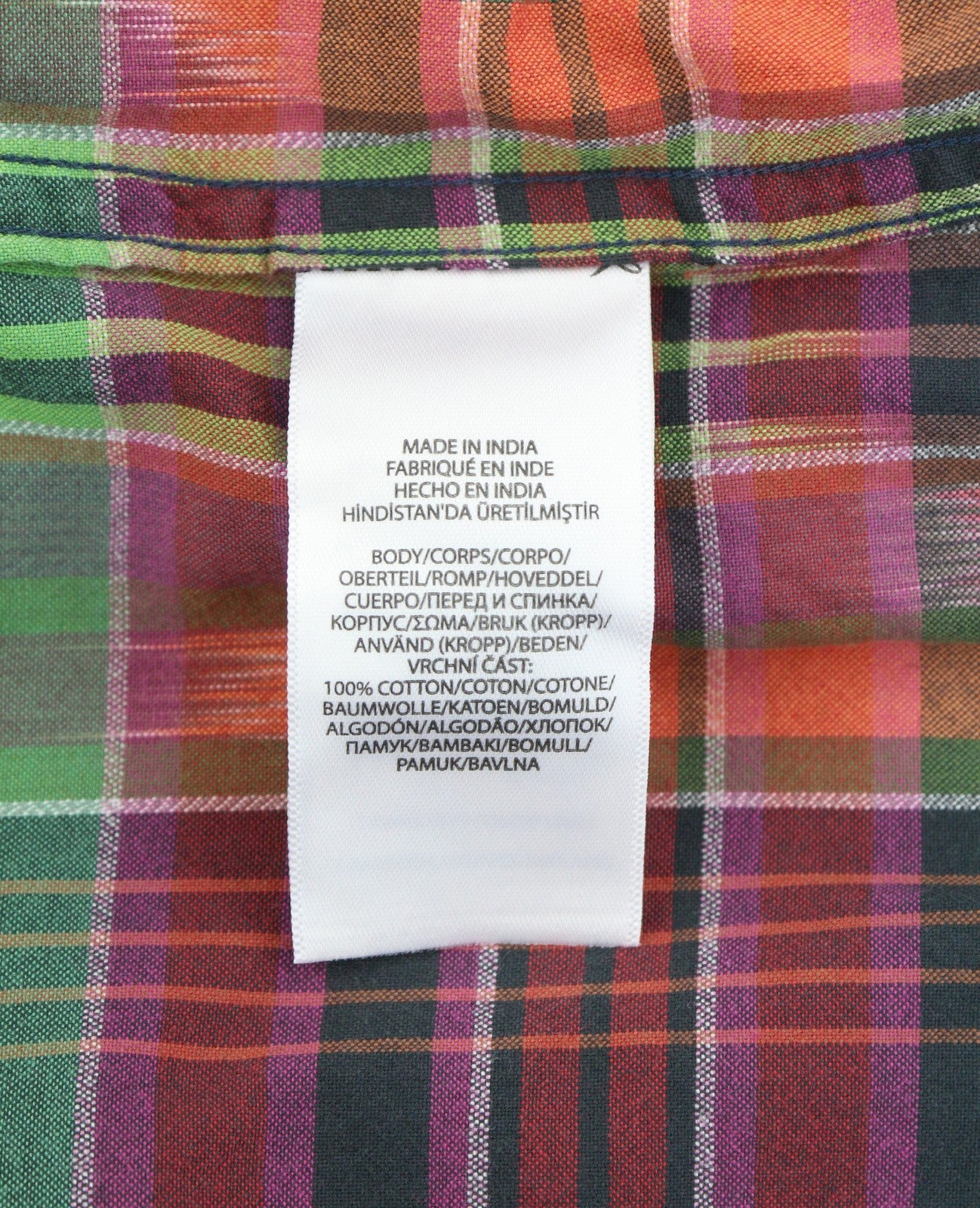 RALPH LAUREN Men Shirt L Colourful Check Classic Fit Spread Collar Roll-Up