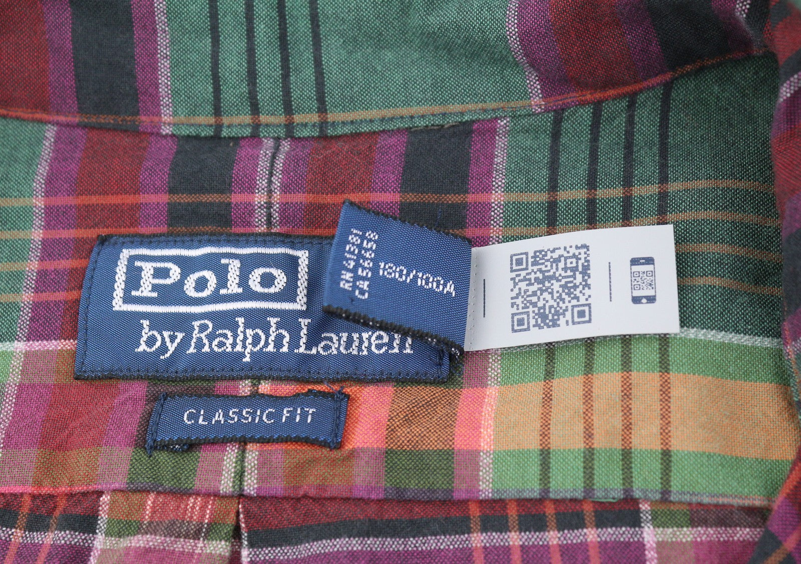 RALPH LAUREN Men Shirt L Colourful Check Classic Fit Spread Collar Roll-Up