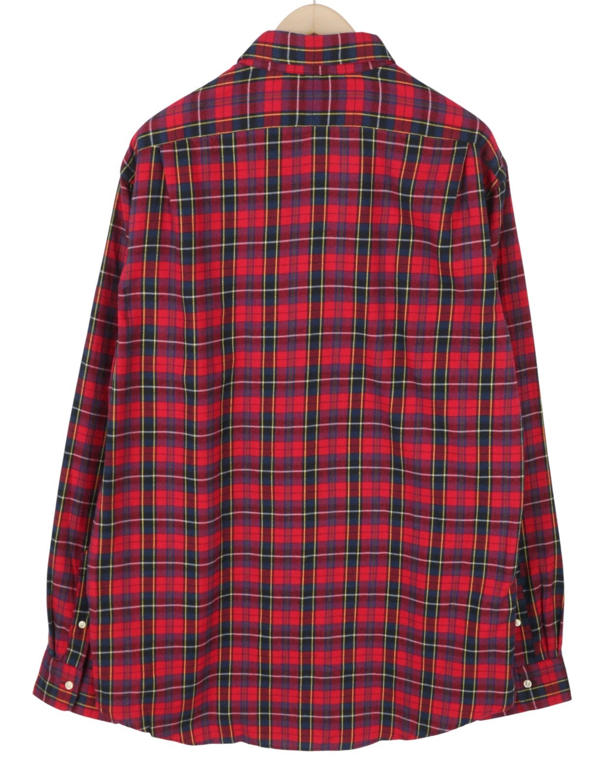 RALPH LAUREN Men Shirt 2XL Red Plaid Flannel Custom Fit Logo Button-Up RRR159