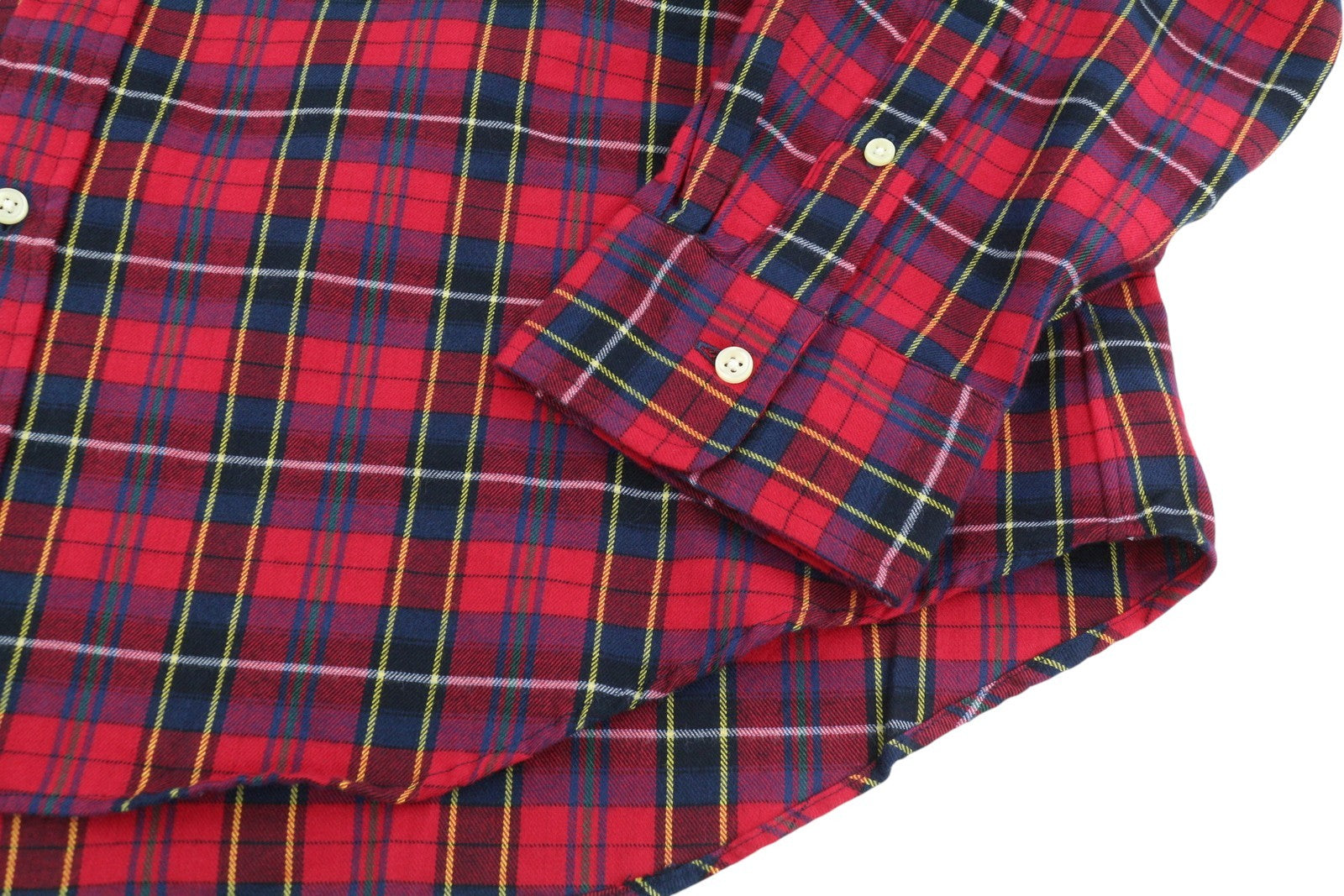 RALPH LAUREN Men Shirt 2XL Red Plaid Flannel Custom Fit Logo Button-Up RRR159