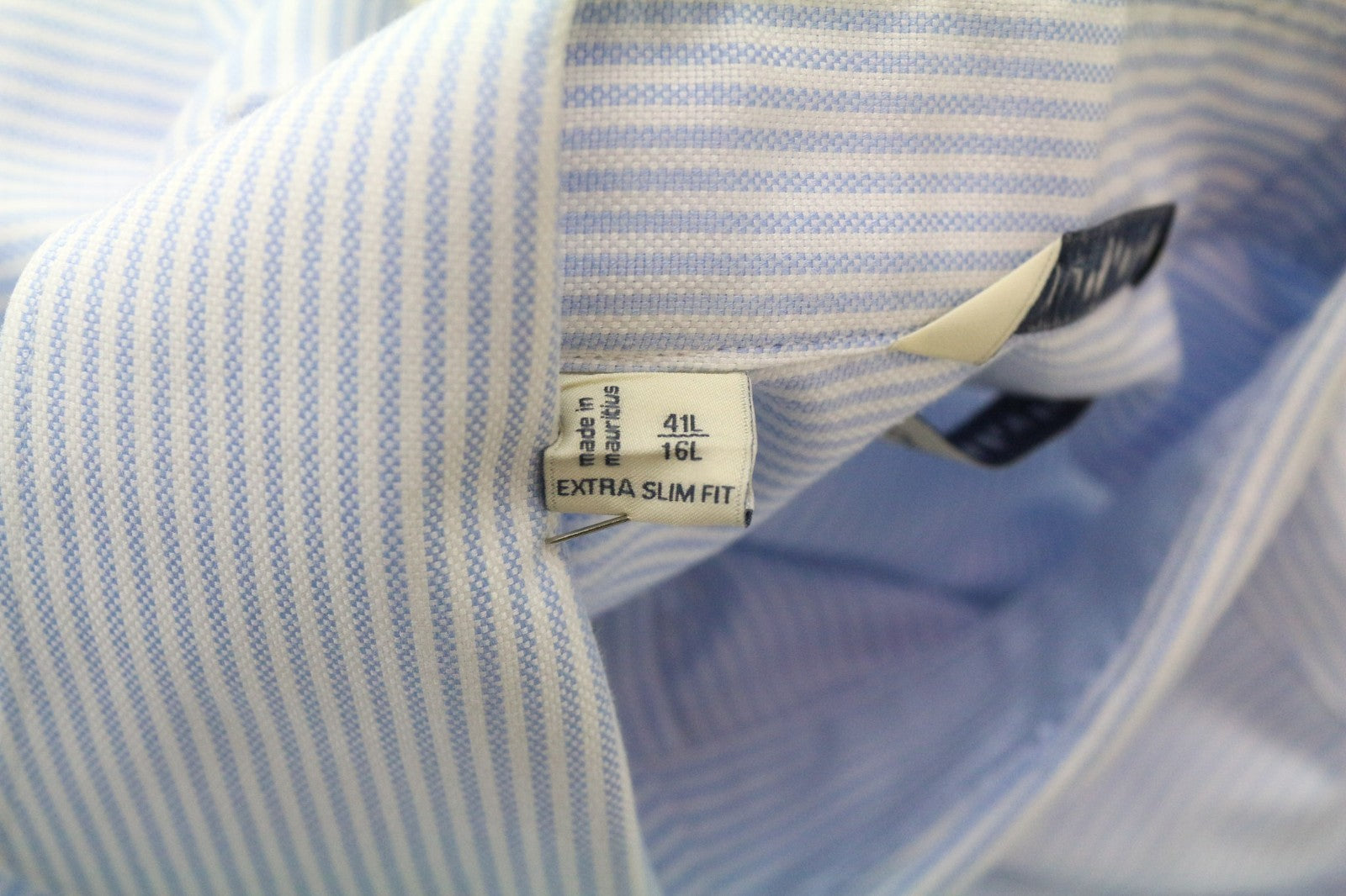 SUITSUPPLY Men's Shirt 41L/16L Extra Slim Blue Striped Pattern Pure Cotton