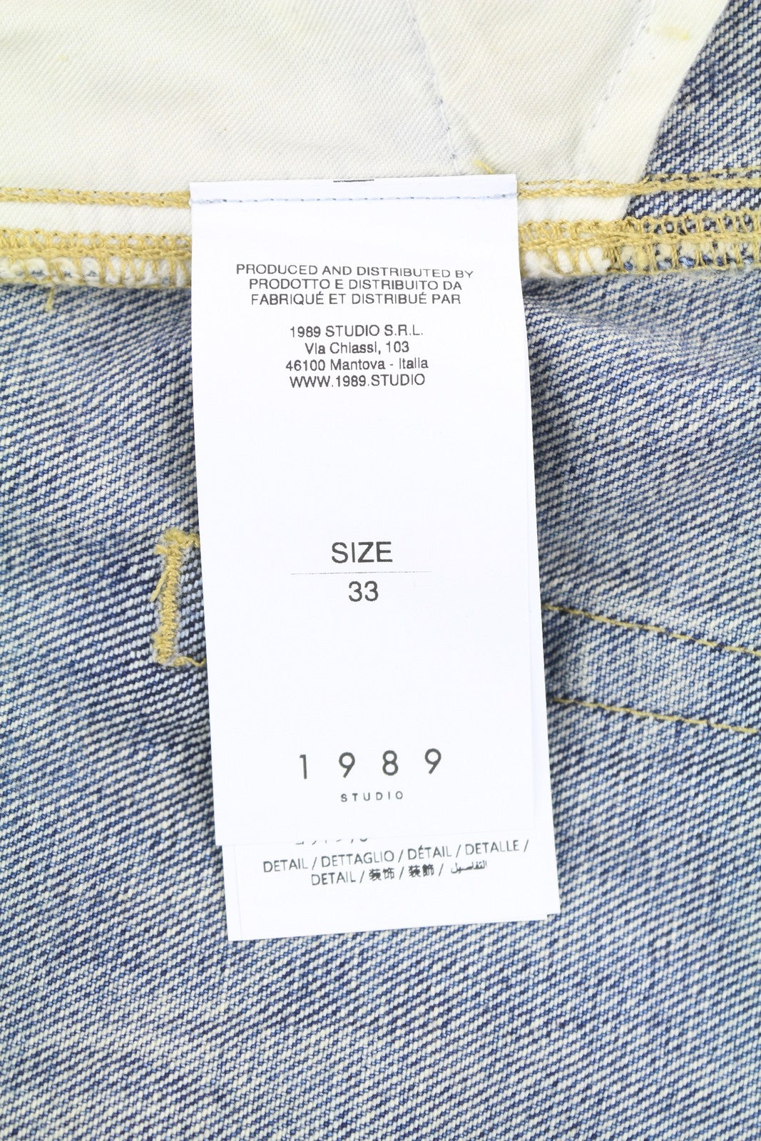 1989 STUDIO Men Jeans W33 Blue Faded Whiskers Straight Fit Distress Ripped Denim
