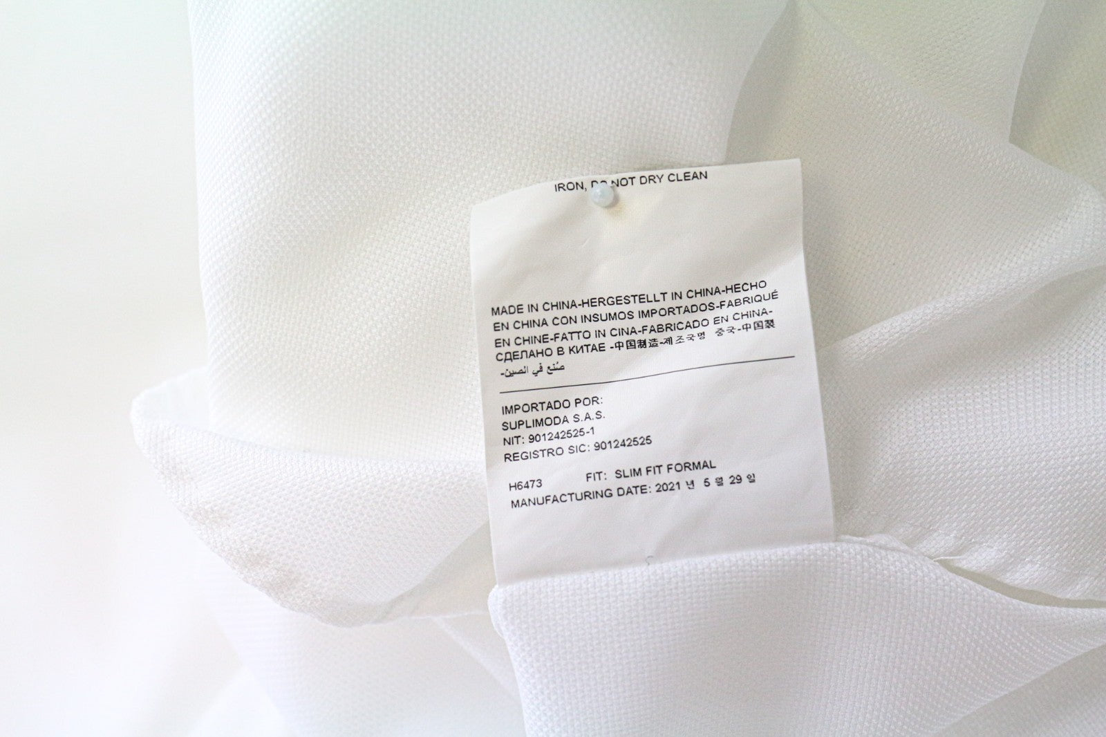 SUITSUPPLY Traveller Men's Shirt 45/17 3/4 Slim White Cotton Long Sleeve