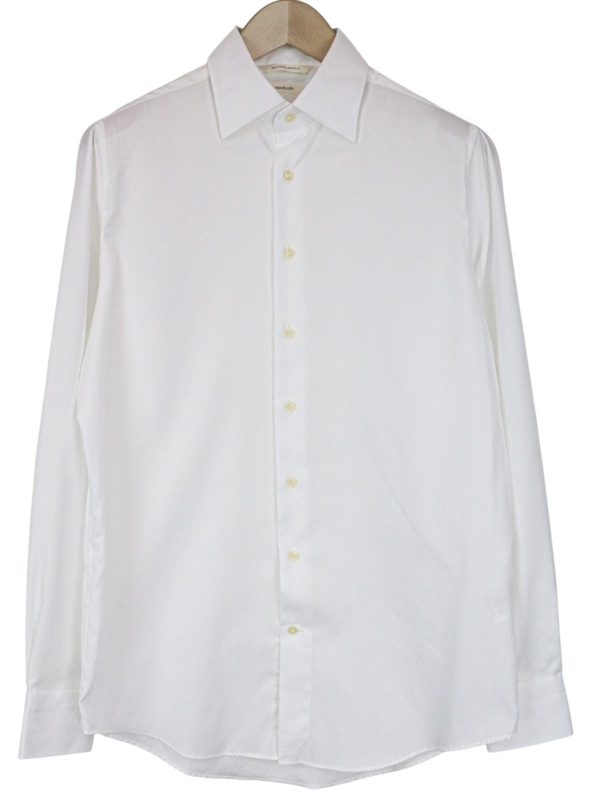 SUITSUPPLY Traveller Men's Shirt 39/15 1/2 Slim White Cotton Classic Fit
