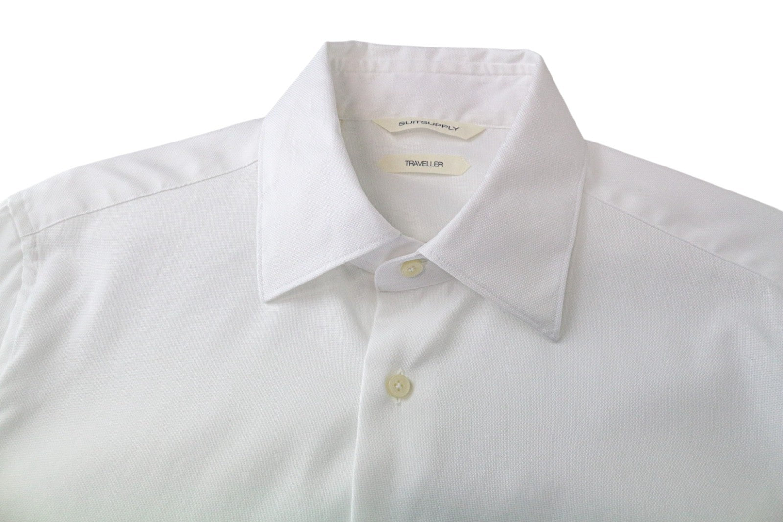 SUITSUPPLY Traveller Men's Shirt 39/15 1/2 Slim White Cotton Classic Fit