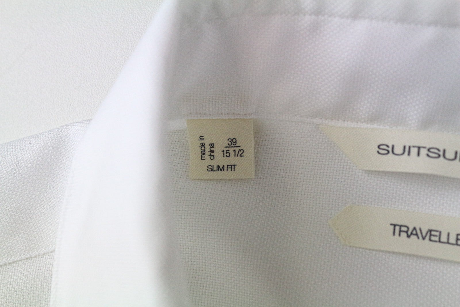 SUITSUPPLY Traveller Men's Shirt 39/15 1/2 Slim White Cotton Classic Fit