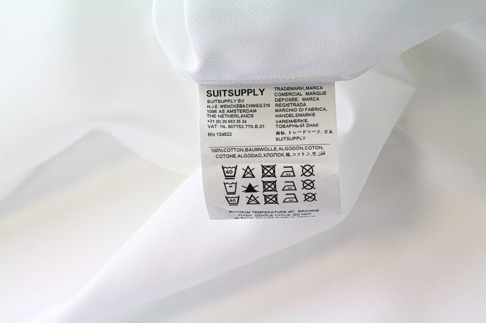 SUITSUPPLY Traveller Men's Shirt 39/15 1/2 Slim White Cotton Classic Fit