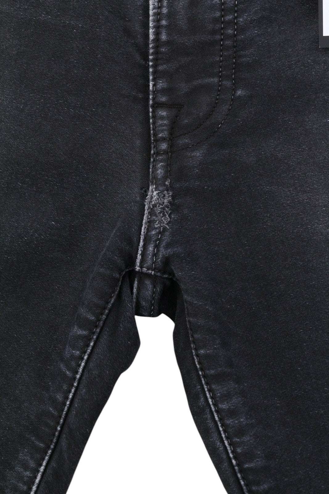 R13 X-BF Women Jeans 23 Black Garment Dyed Moleskin Cropped Zipper Denim FW25