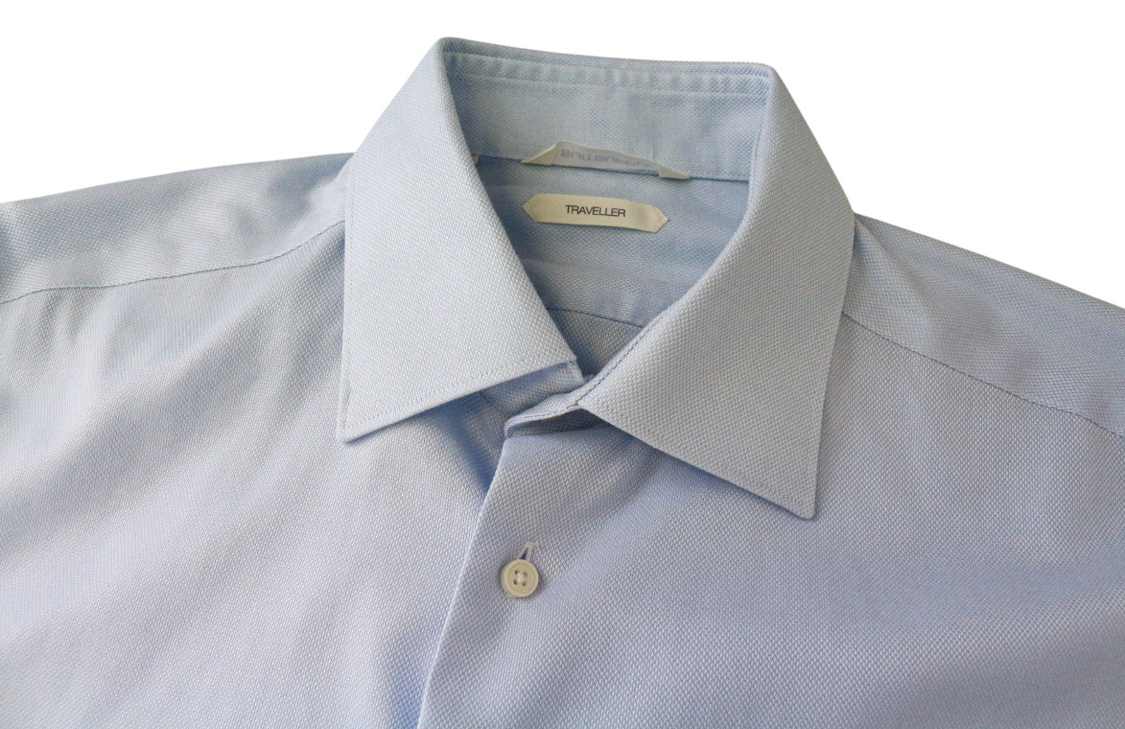 SUITSUPPLY Traveller Men's Shirt 39L/15 1/2L Slim Blue Cotton Long Sleeve