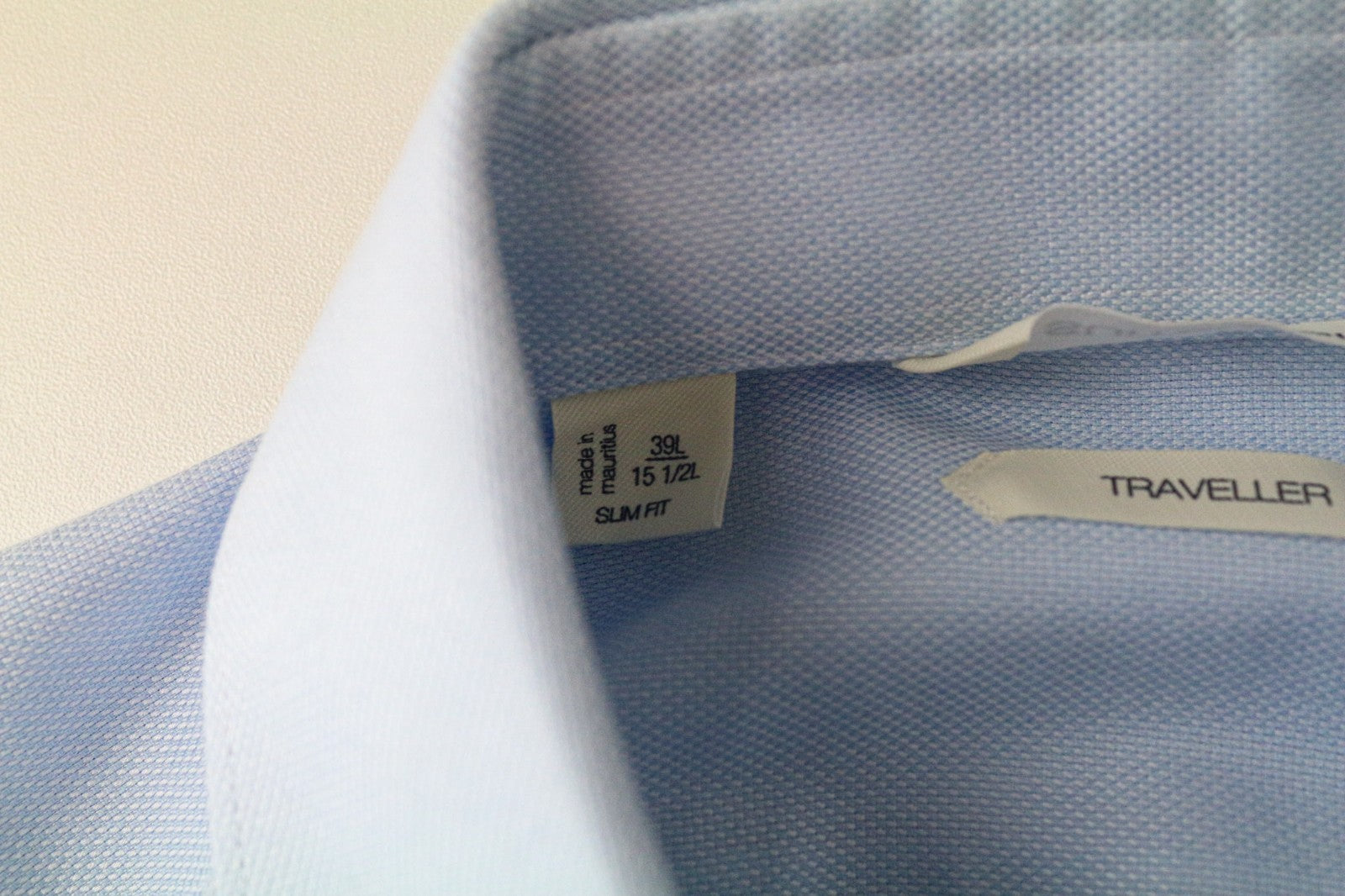 SUITSUPPLY Traveller Men's Shirt 39L/15 1/2L Slim Blue Cotton Long Sleeve