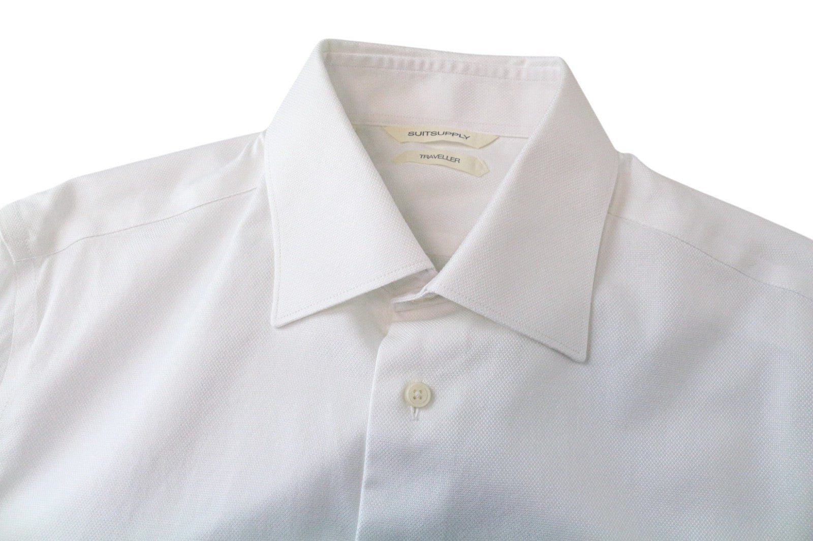 SUITSUPPLY Traveller Men's Shirt 39/15 1/2 Slim White Cotton Long Sleeve