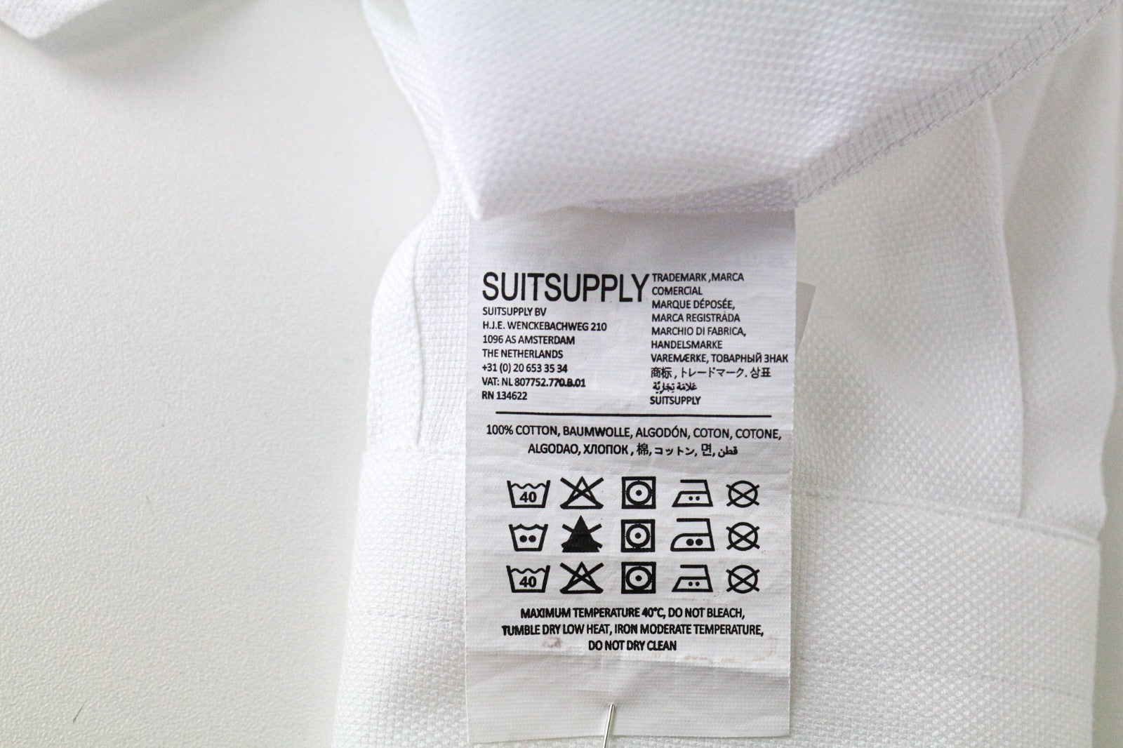 SUITSUPPLY Traveller Men's Shirt 39/15 1/2 Slim White Cotton Long Sleeve