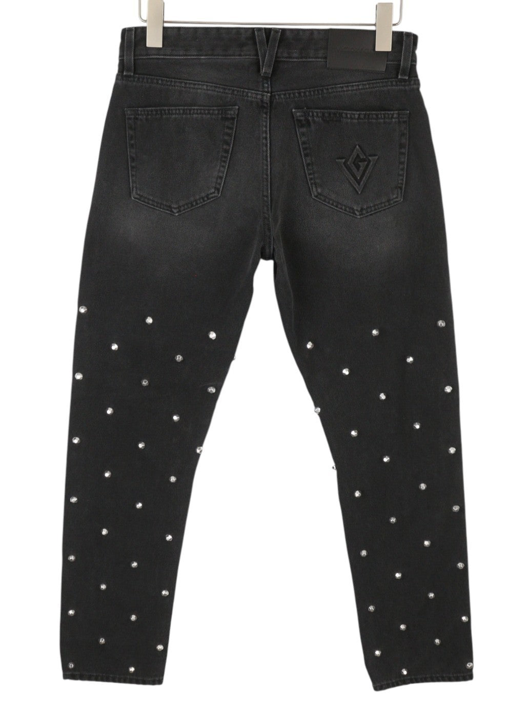 VICTORY GATE Denim Regular Fit Black Collection Studs Men Jeans W30 Faded RRP650