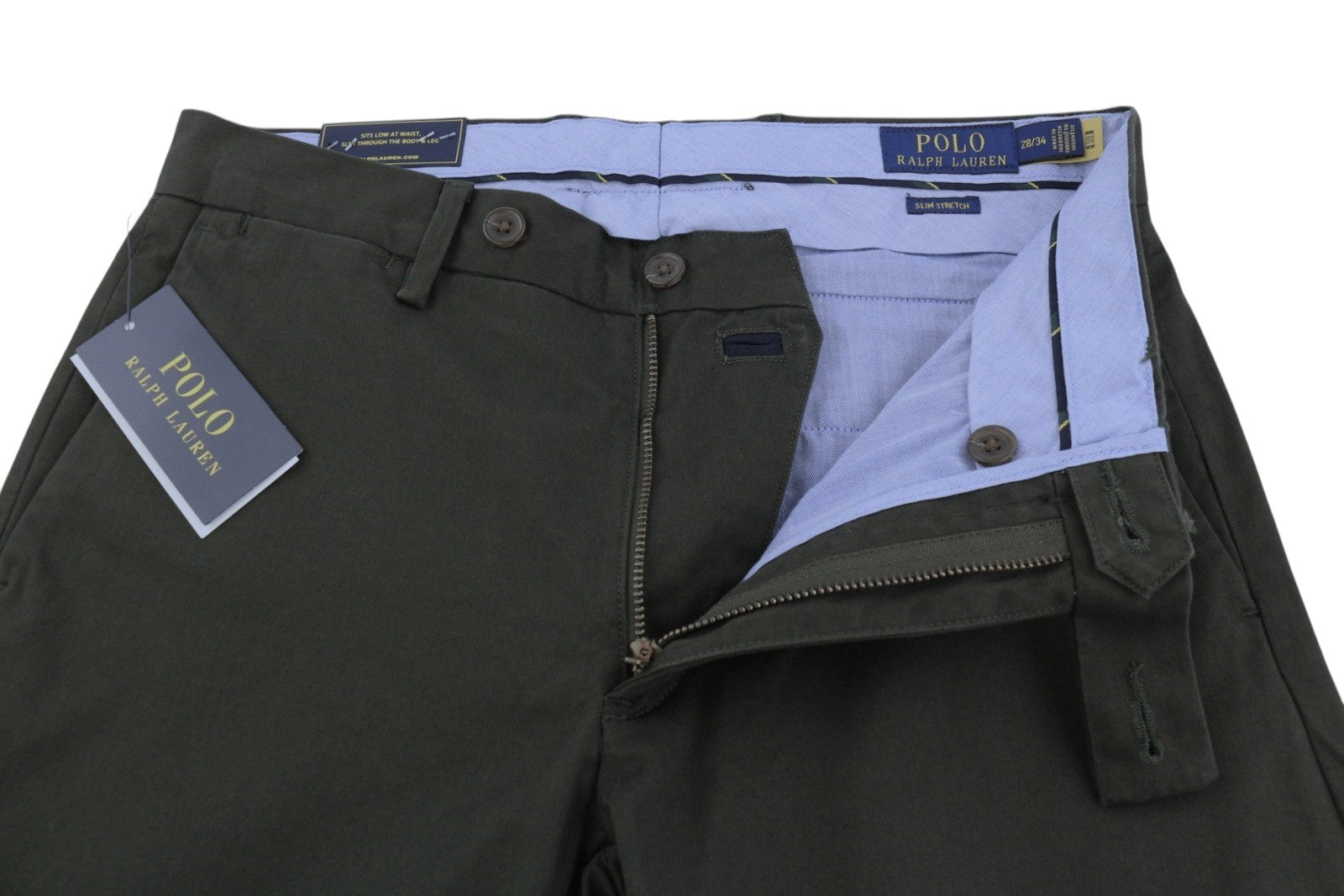 RALPH LAUREN Men Trousers W28/L34 Brown Stretch Slim Chino Low Rise RRP170