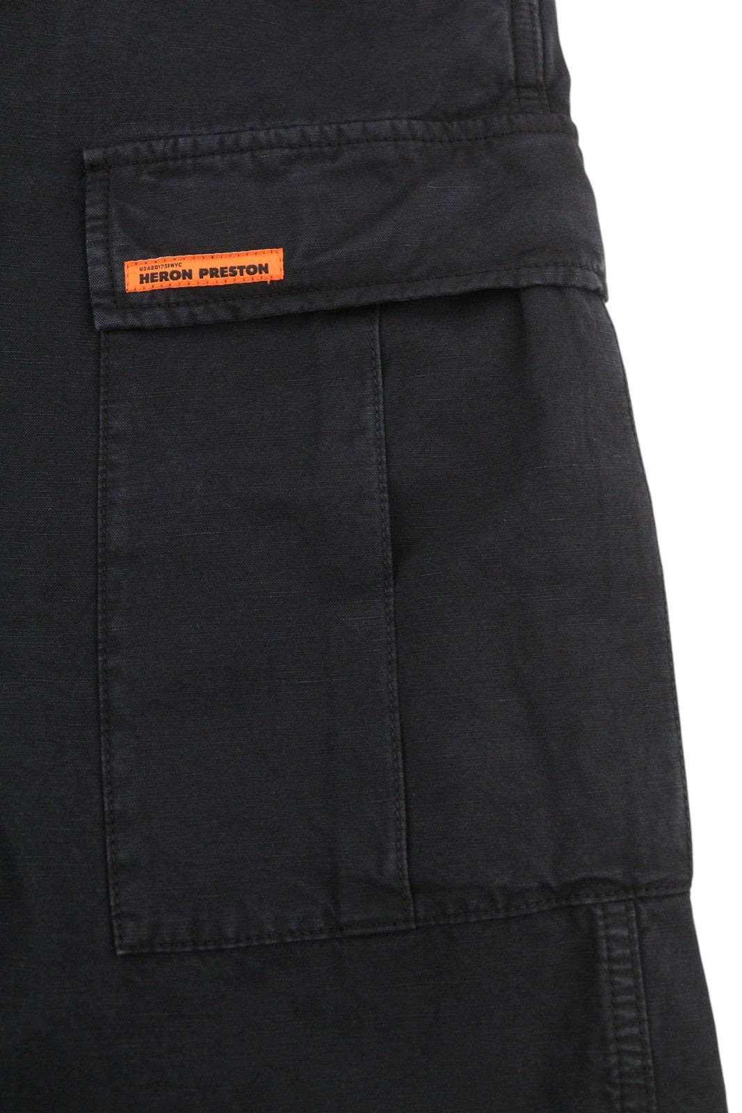 HERON PRESTON Vintage Wash Canvas Cargo Black Women Trousers XL W35 Low RRP649