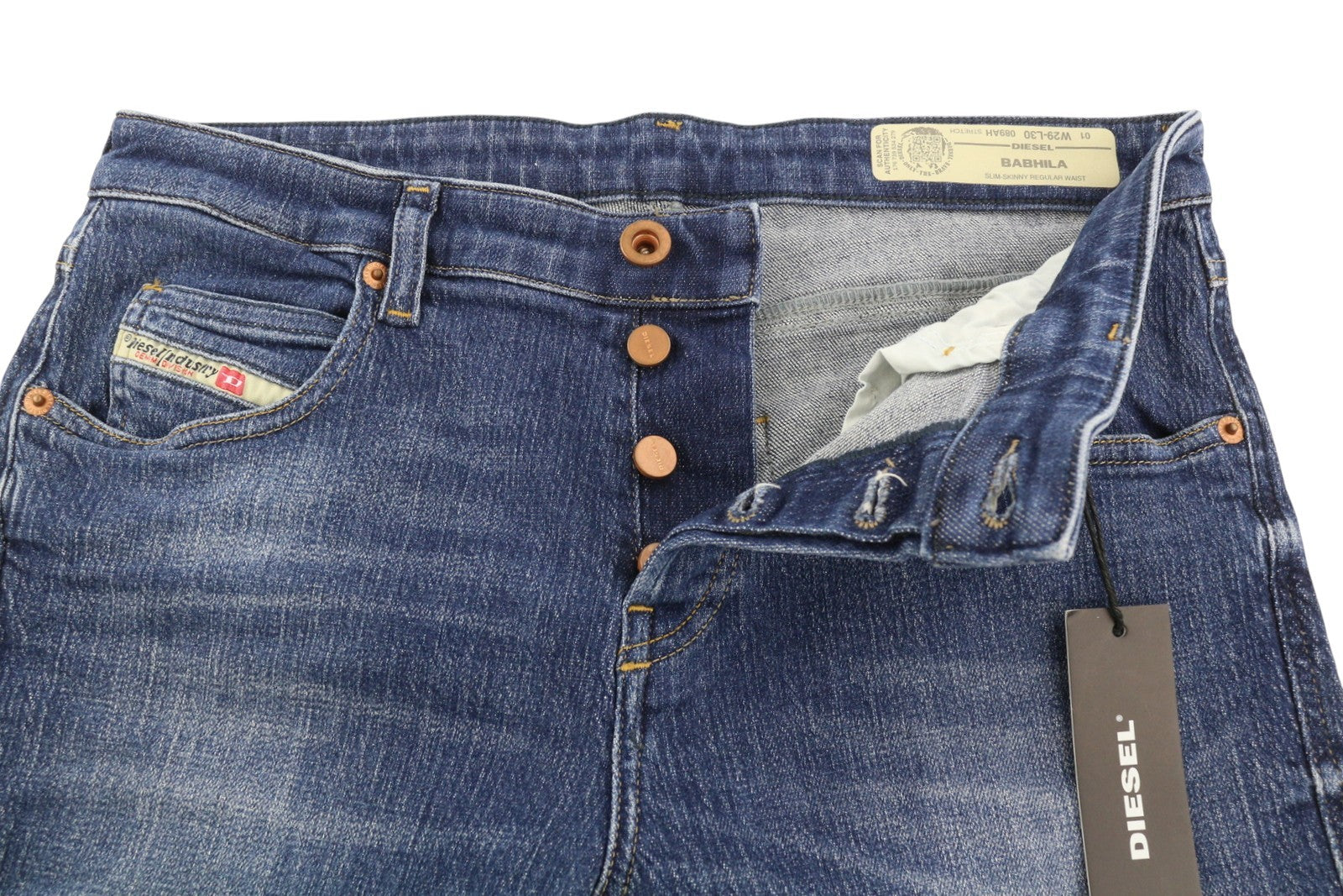 DIESEL Babhila 089AH Women Trousers W29/L30 Blue Washed Stretch Slim Skinny