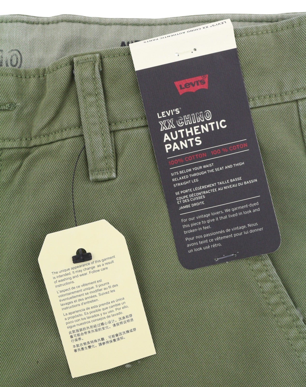 LEVI'S XX Chino Men Trousers W29/L32 Khaki Green Authentic Fit Big E
