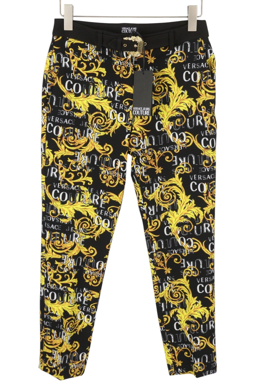 VERSACE JEANS COUTURE Cady Bistretch Print Logo Women Trousers W26 Ankle RRP350