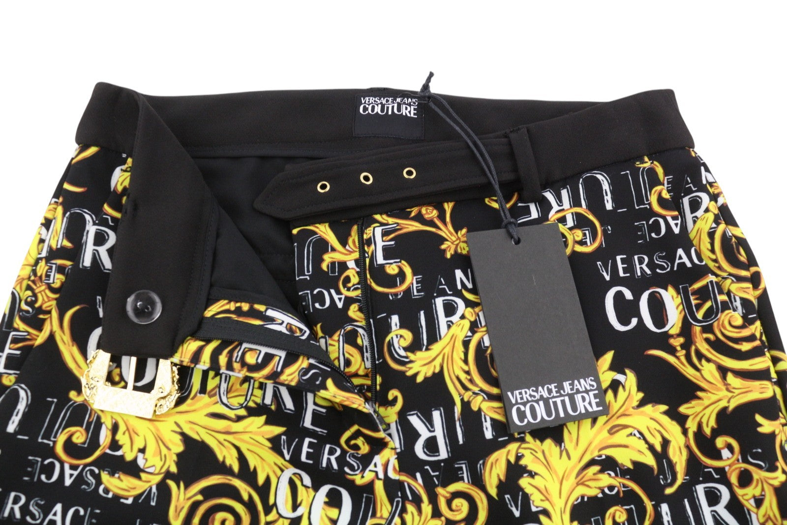 VERSACE JEANS COUTURE Cady Bistretch Print Logo Women Trousers W26 Ankle RRP350