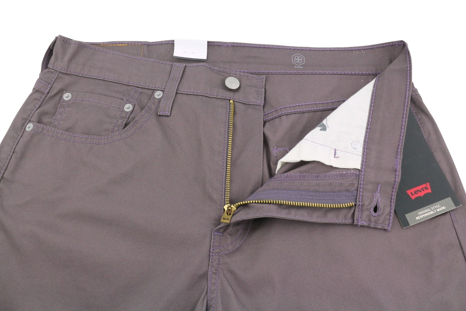 LEVI'S 502 Men Trousers Jeans W32/L32 Purple Premium Cool Tapered Zip Fly Logo
