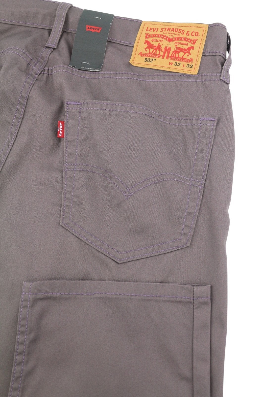 LEVI'S 502 Men Trousers Jeans W32/L32 Purple Premium Cool Tapered Zip Fly Logo