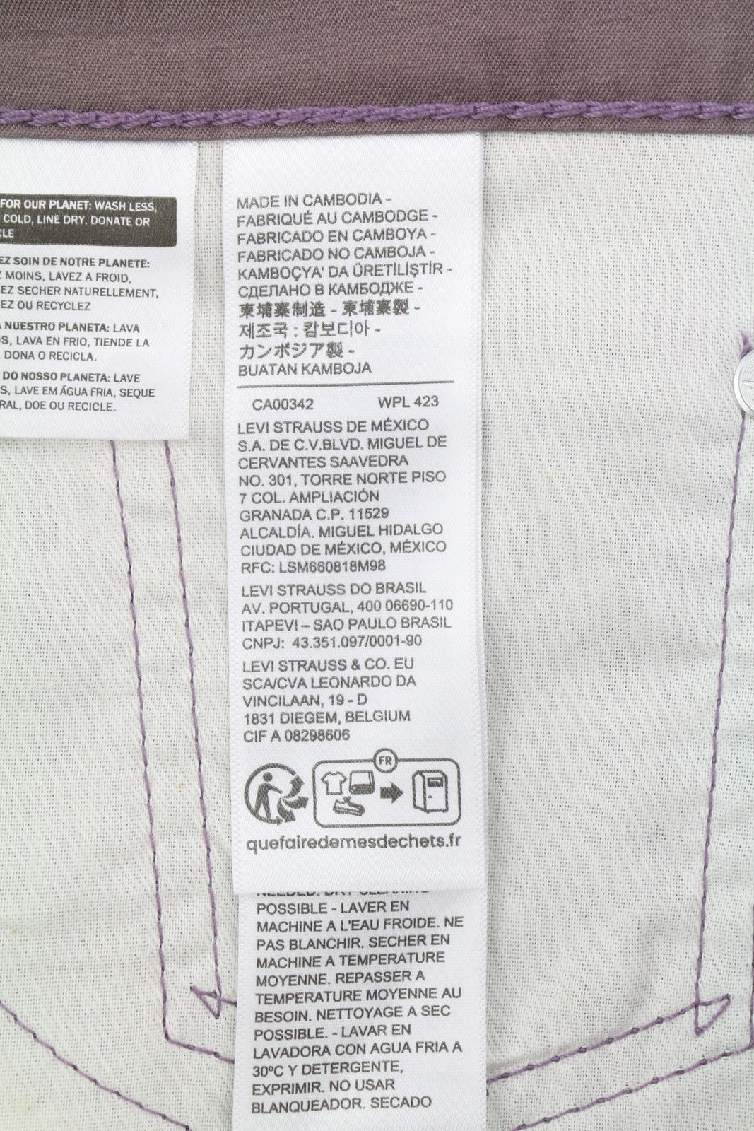 LEVI'S 502 Men Trousers Jeans W32/L32 Purple Premium Cool Tapered Zip Fly Logo