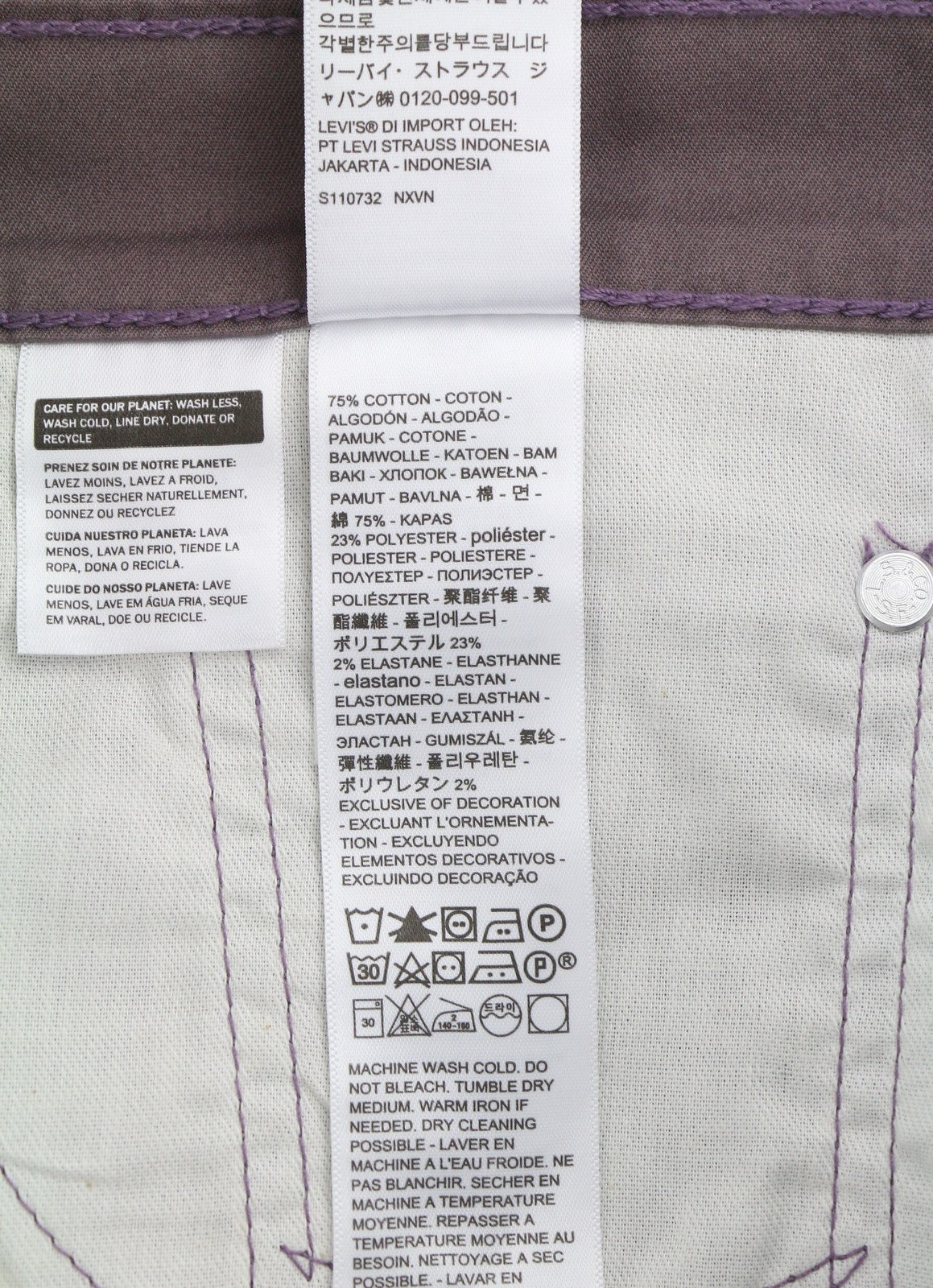 LEVI'S 502 Men Trousers Jeans W32/L32 Purple Premium Cool Tapered Zip Fly Logo