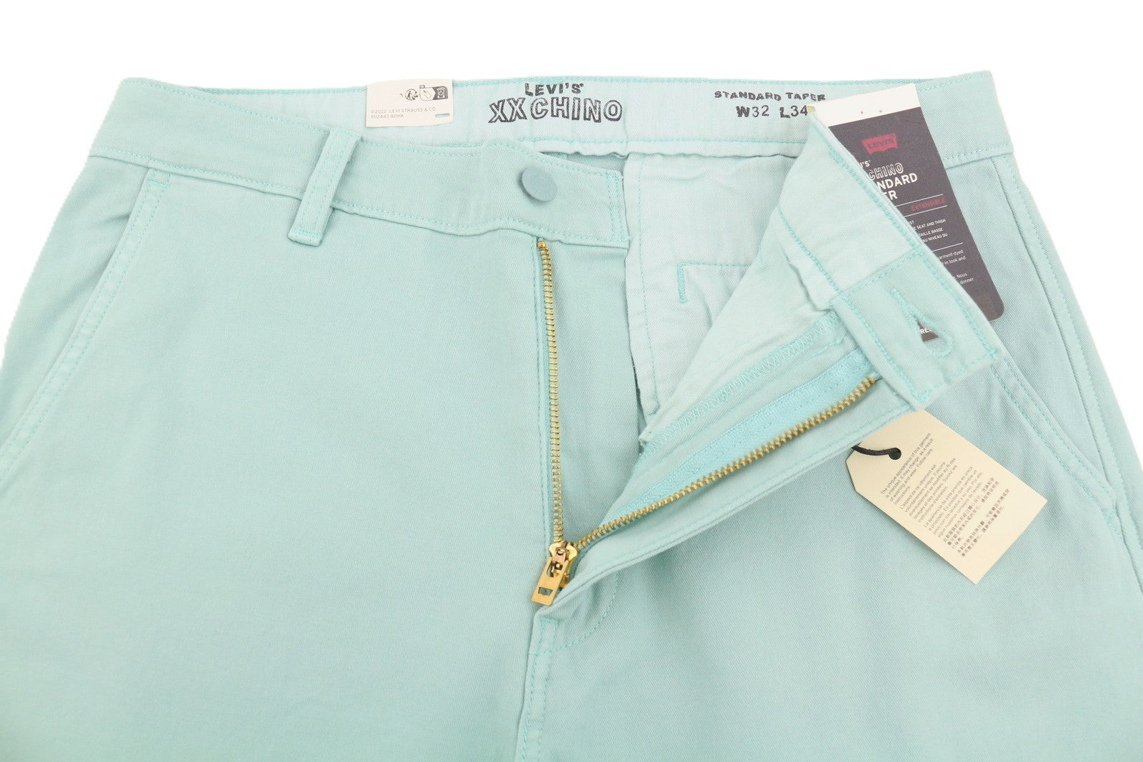 LEVI'S XX Chino Men Trousers W32/L34 Blue Big E Taper Stretch Zip Fly