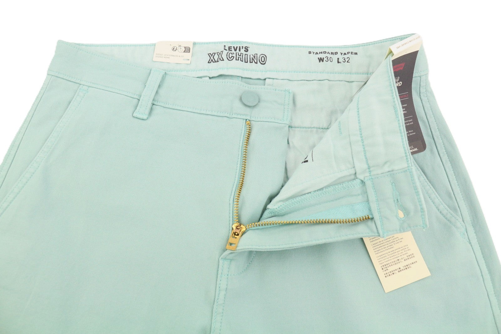 LEVI'S XX Chino Men Trousers W30/L32 Blue Big E Taper Stretch Zip Fly