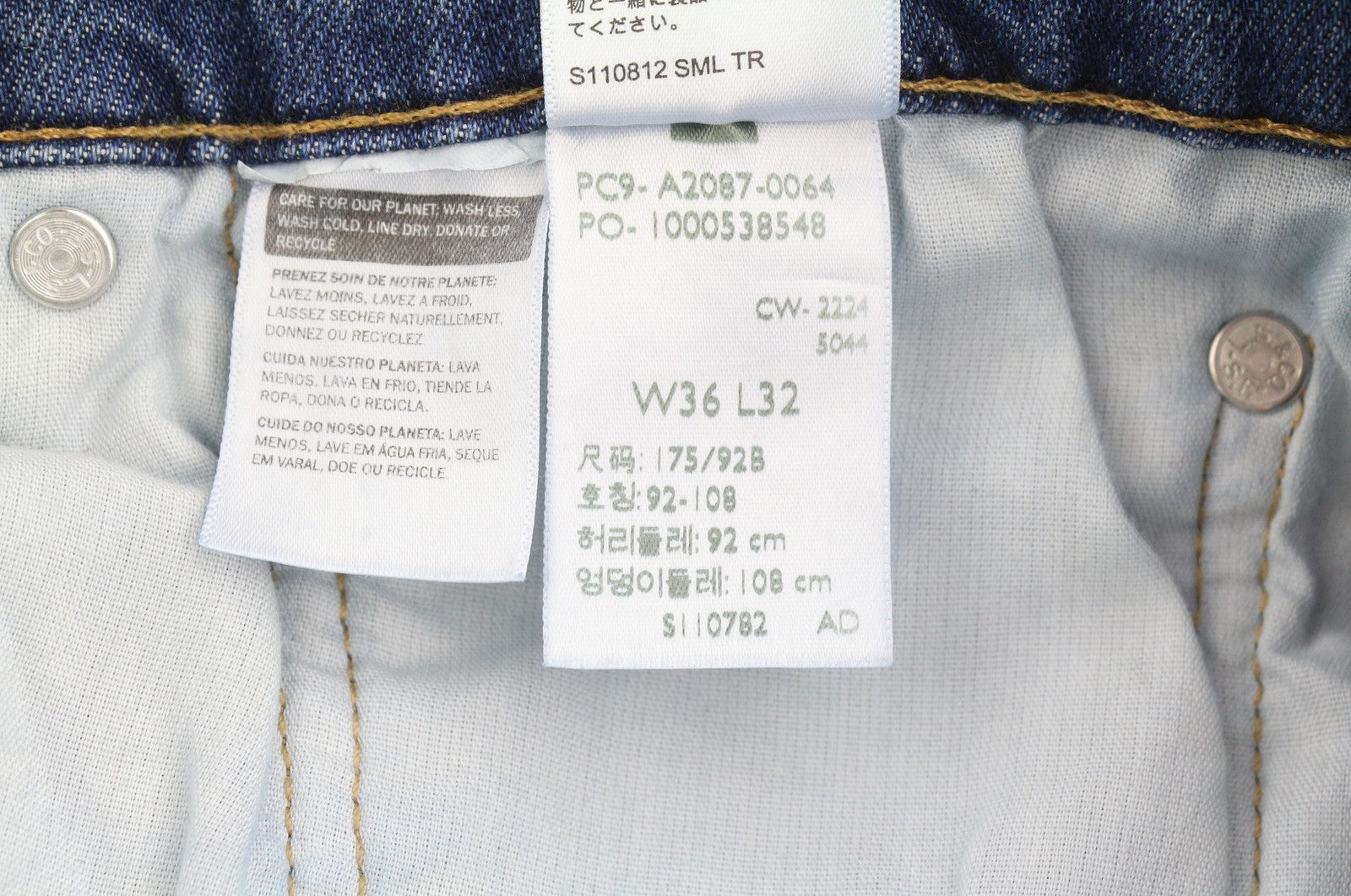 LEVI'S 512 Men Jeans W36/L32 Slim Taper Flex Stretch Washed Blue Denim