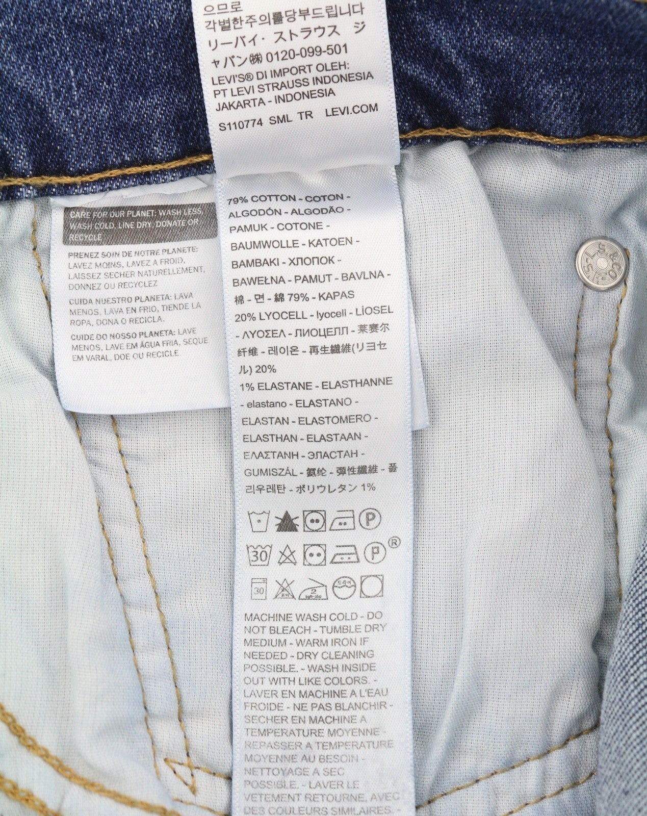 LEVI'S 512 Men Jeans W36/L32 Slim Taper Flex Stretch Washed Blue Denim