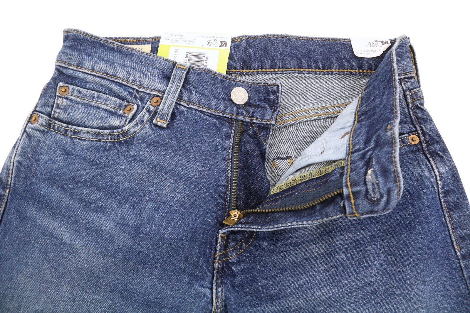 LEVI'S 511 Men Jeans W28/L32 Premium Big E Slim Flex Stretch Zip Blue Faded