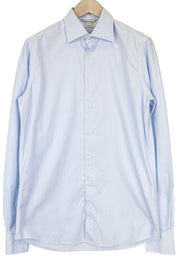 SUITSUPPLY Men's Shirt 40-7/15 3/4L Slim Blue Cotton Checked Long Sleeve Shirt