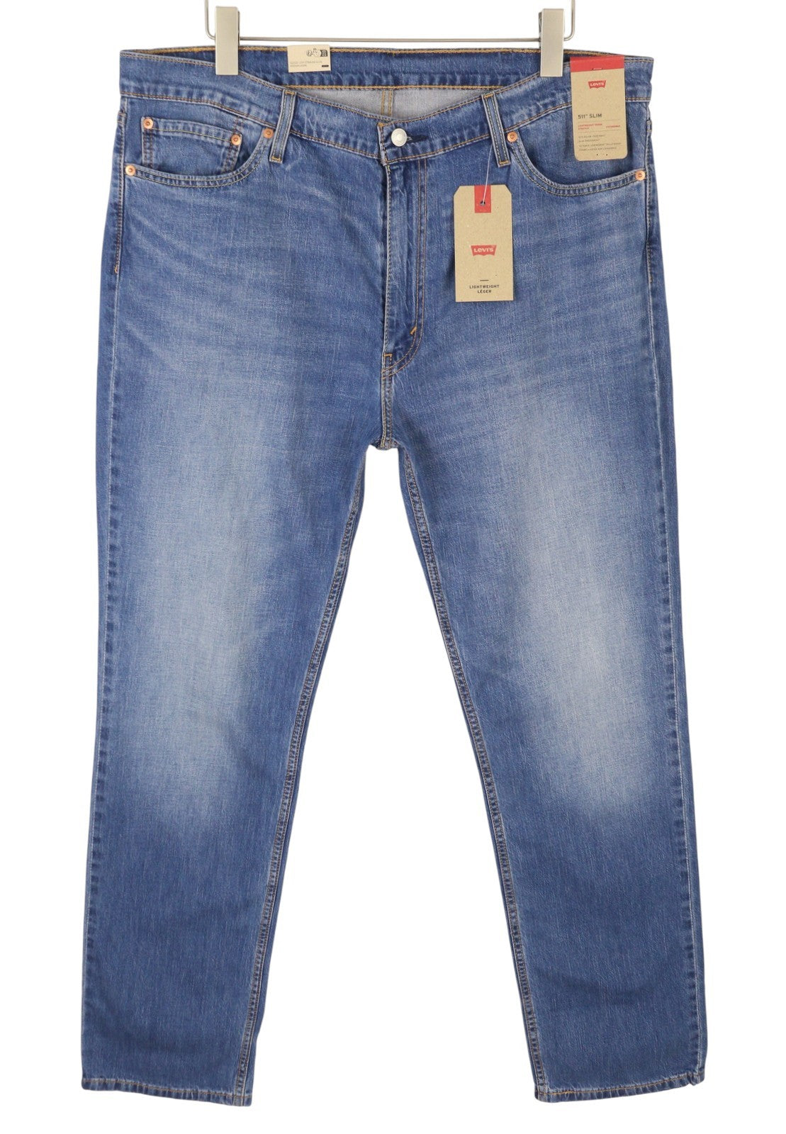 LEVI'S 511 Men Jeans W40/L32 Lightweight Stretch Denim Washed Blue Faded