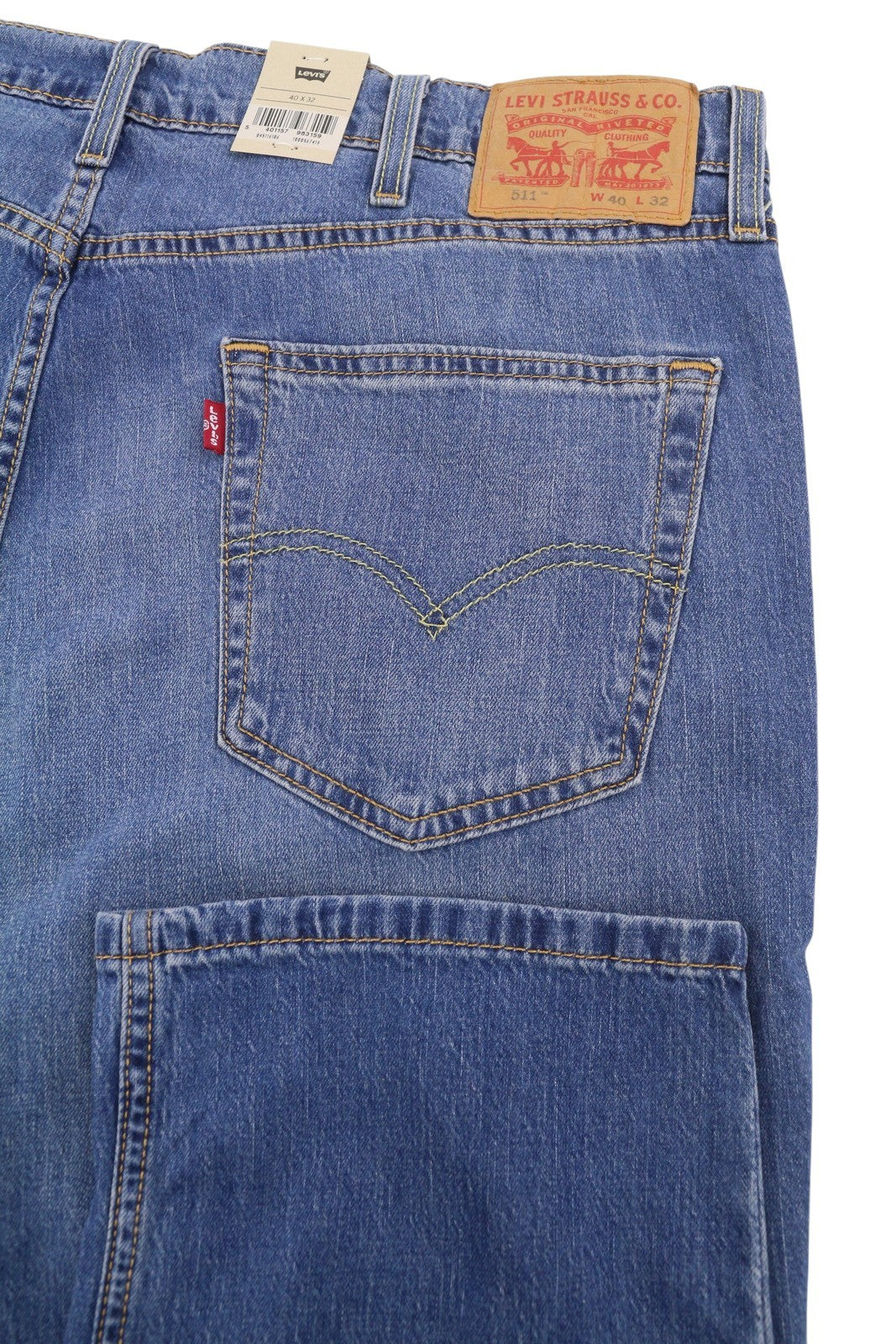 LEVI'S 511 Men Jeans W40/L32 Lightweight Stretch Denim Washed Blue Faded