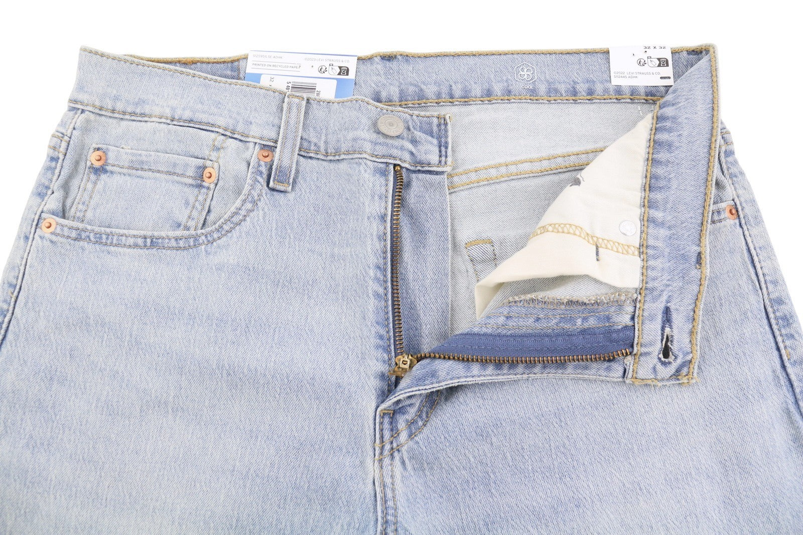 LEVI'S 512 Men Jeans W32/L32 Slim Taper Flex Stretch Washed Blue Denim