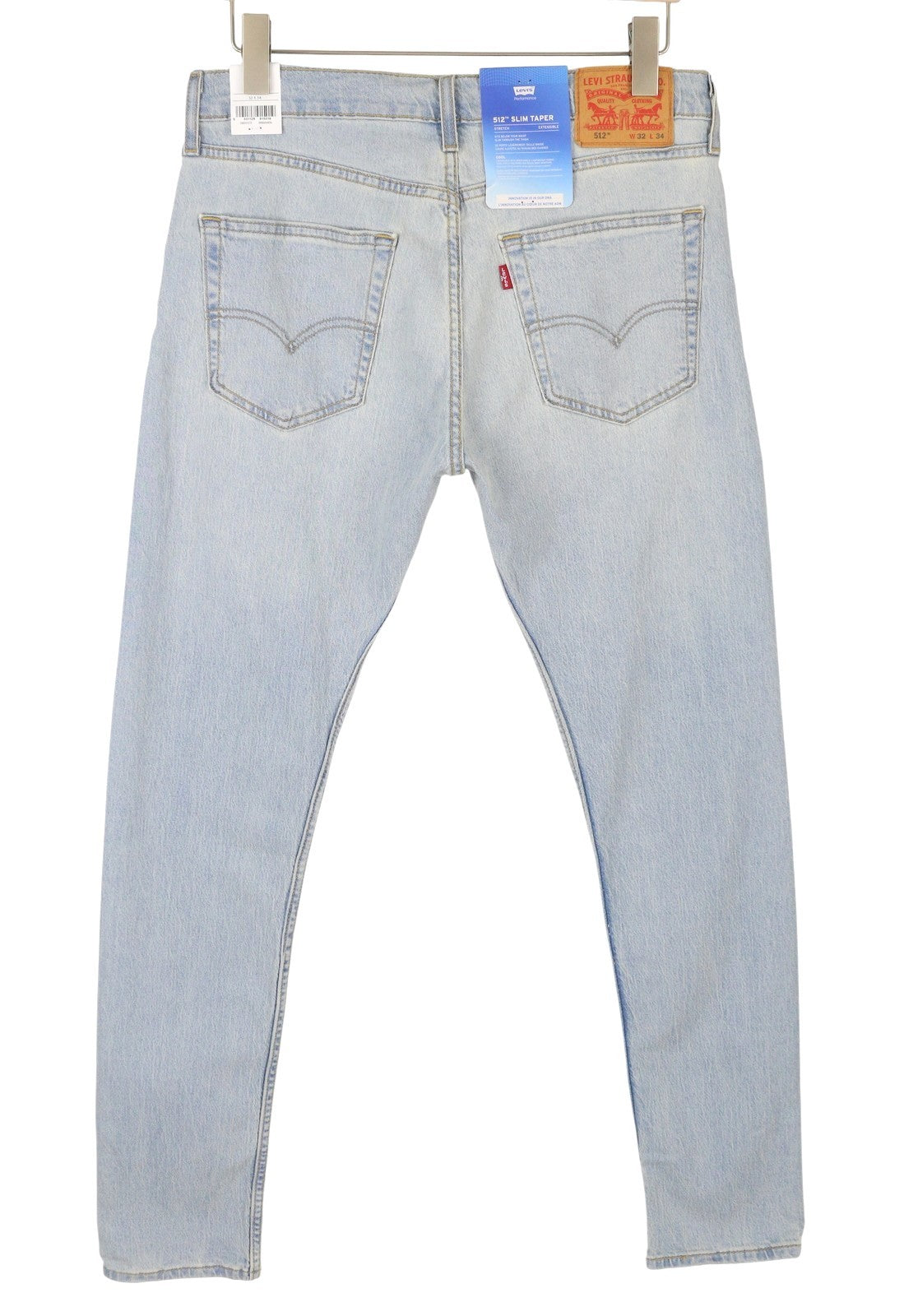 LEVI'S 512 Men Jeans W32/L34 Slim Taper Flex Stretch Washed Blue Denim