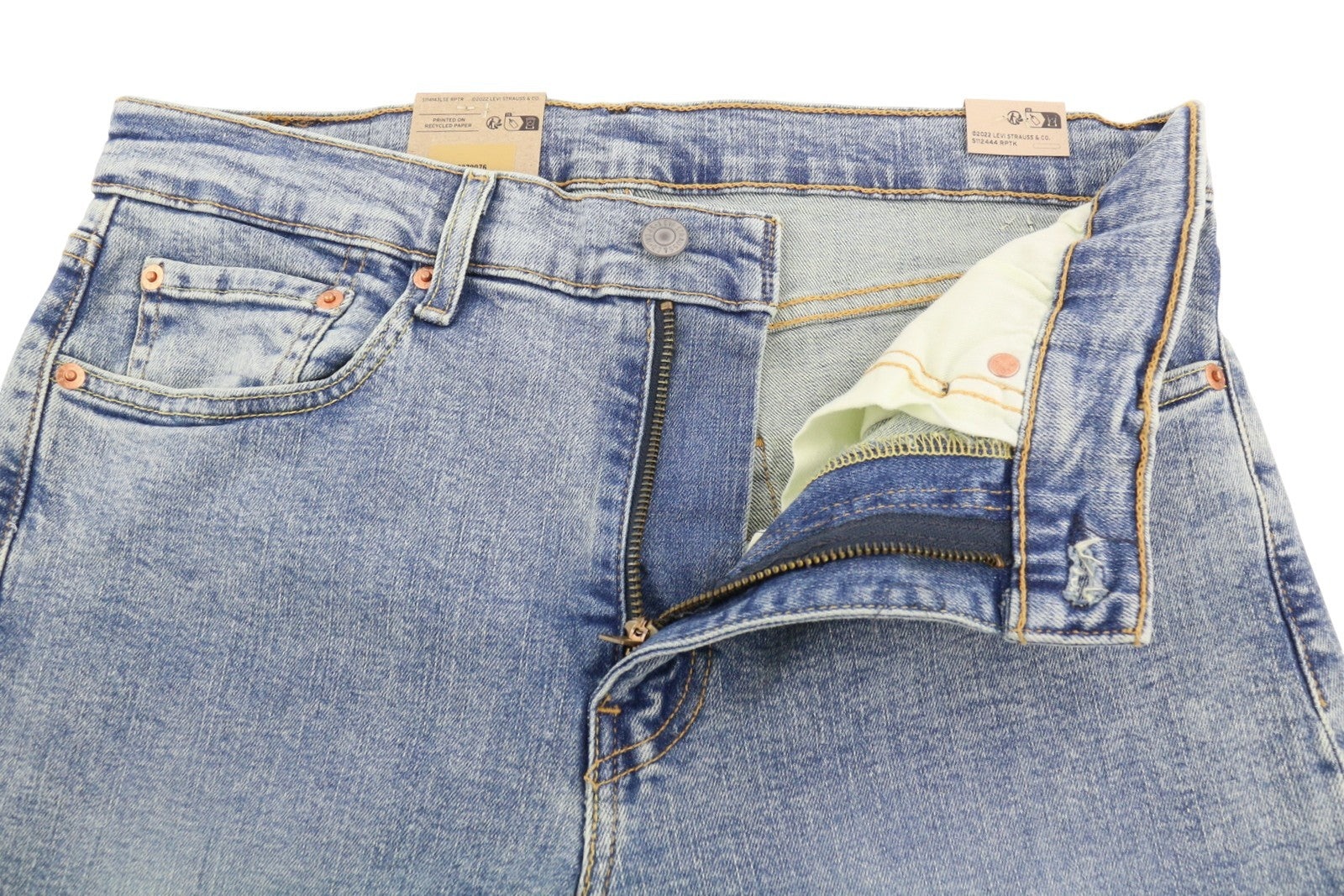 LEVI'S 512 Men Jeans W31/L34 Slim Taper Stretch Zip Fly Washed Blue
