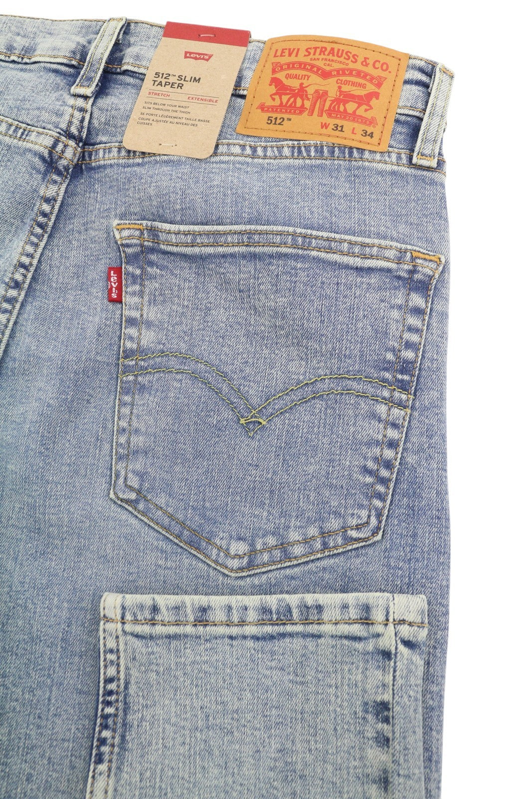LEVI'S 512 Men Jeans W31/L34 Slim Taper Stretch Zip Fly Washed Blue