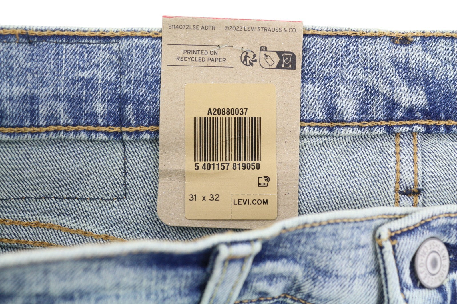 LEVI'S 502 Men Jeans W31/L32 Taper Fit Stretch Zip Fly Washed Blue