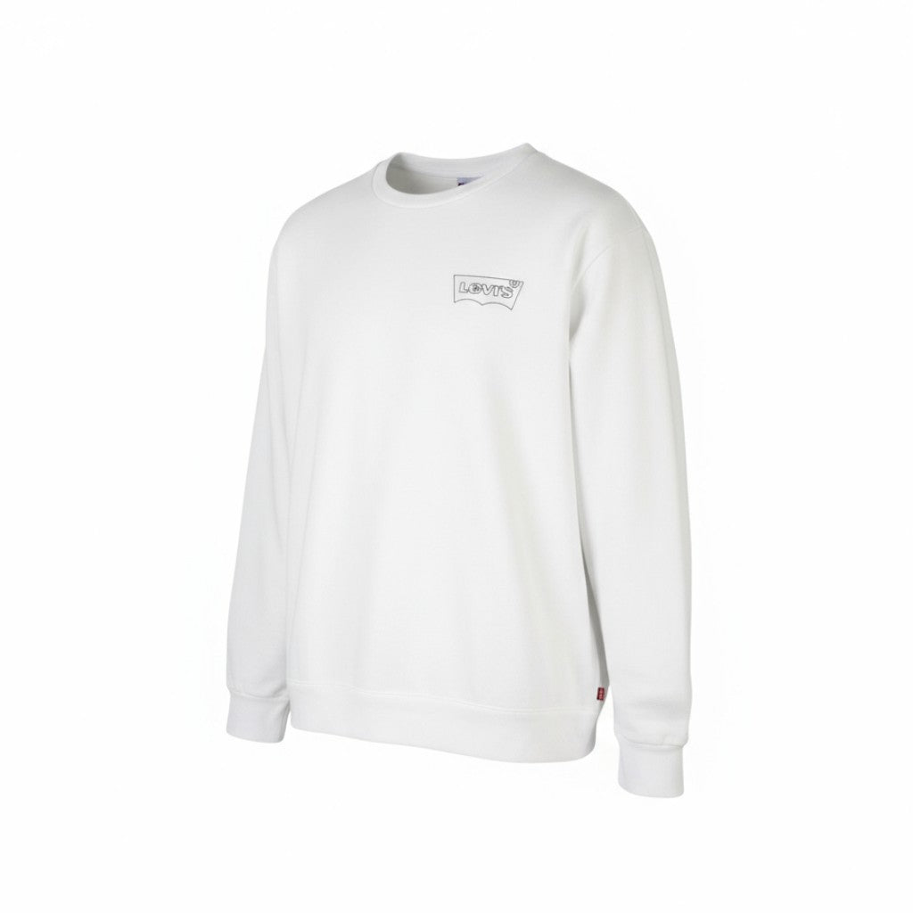 LEVI'S Standard Fit Men Sweatshirt 2XL White Crew Collar Graphic Logo Pull On