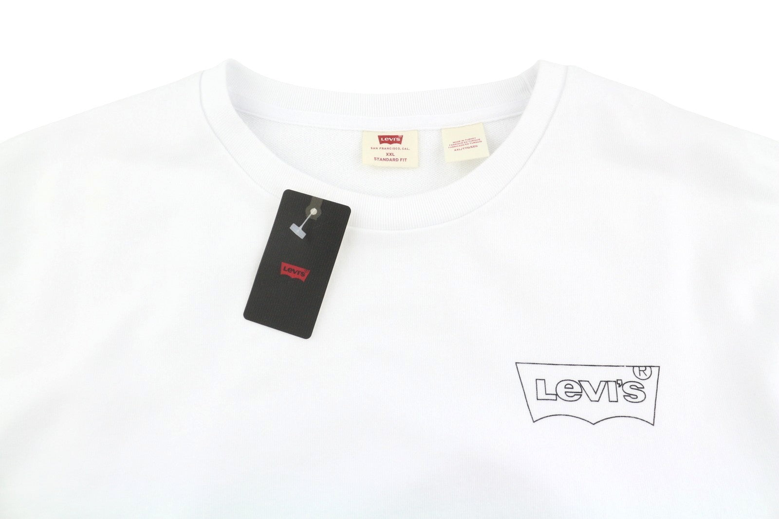 LEVI'S Standard Fit Men Sweatshirt 2XL White Crew Collar Graphic Logo Pull On