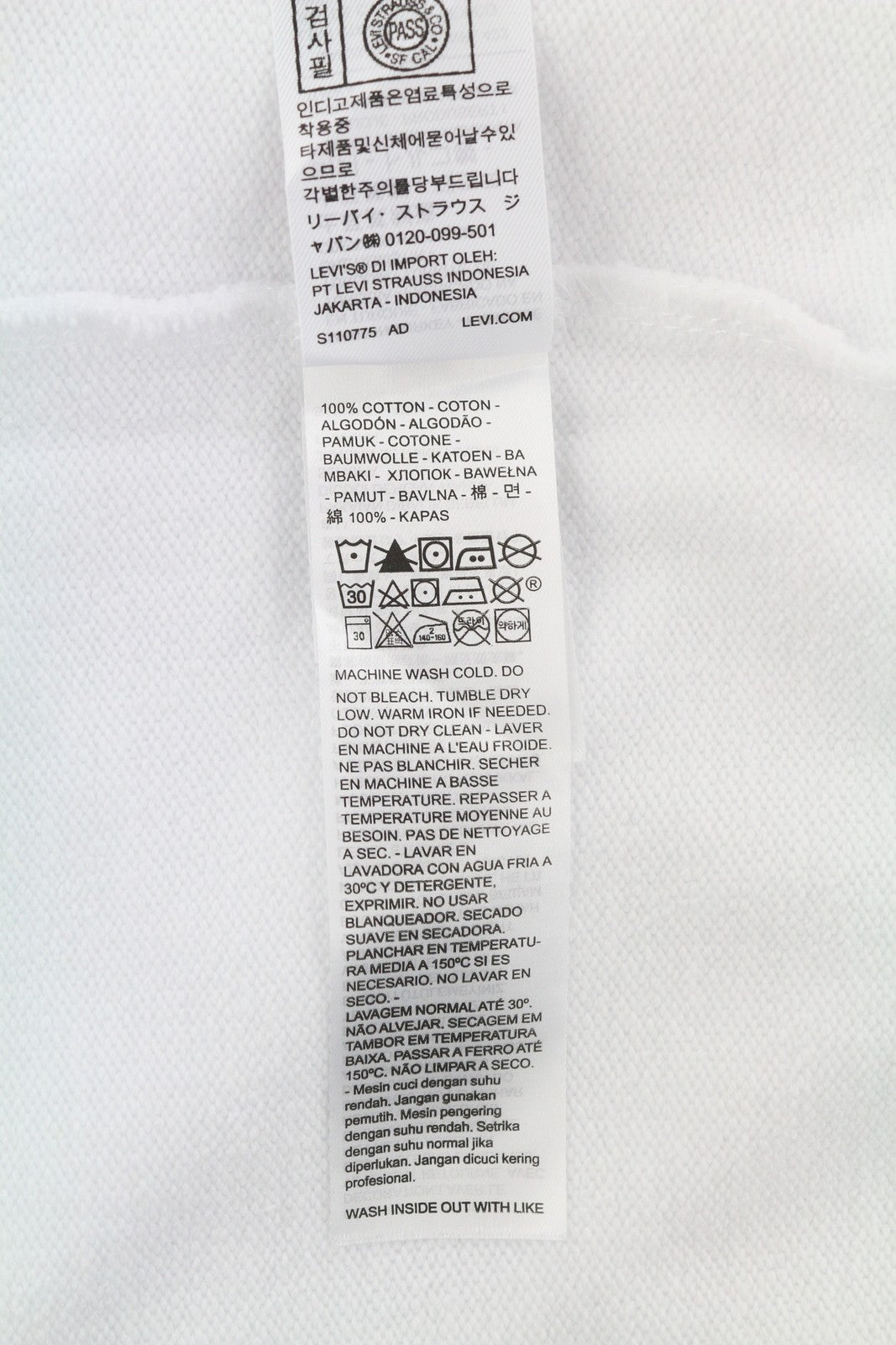 LEVI'S Standard Fit Men Sweatshirt L White Crew Collar Graphic Logo Pull On