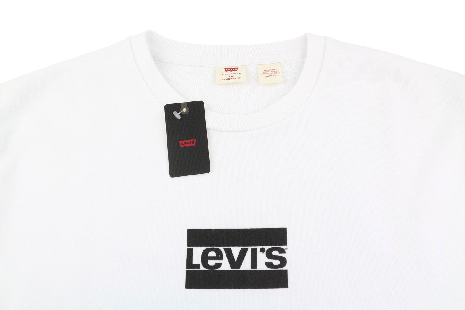 LEVI'S Standard Fit Men Sweatshirt 2XL White Crew Front Logo Pull On