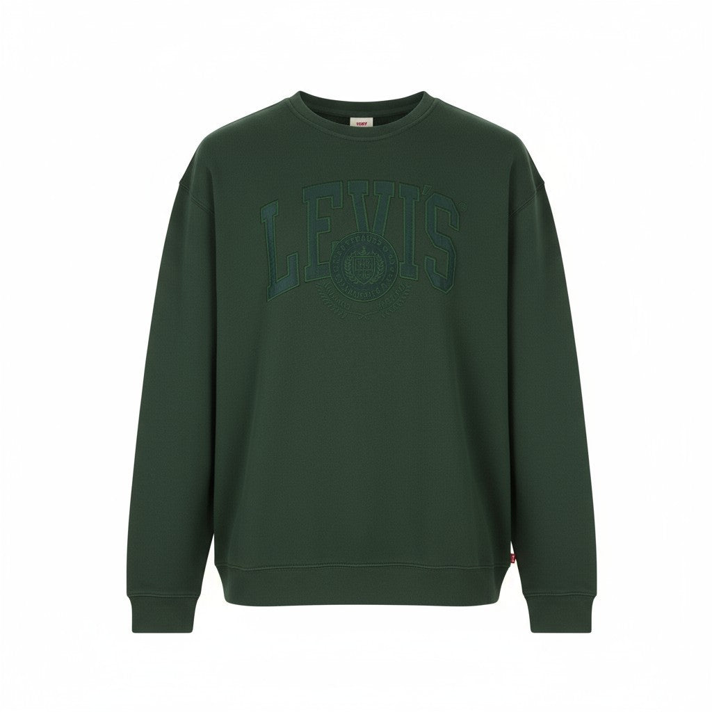 LEVI'S Relaxed Fit Men Sweatshirt XL Green Crew Embroidered Logo Pull On