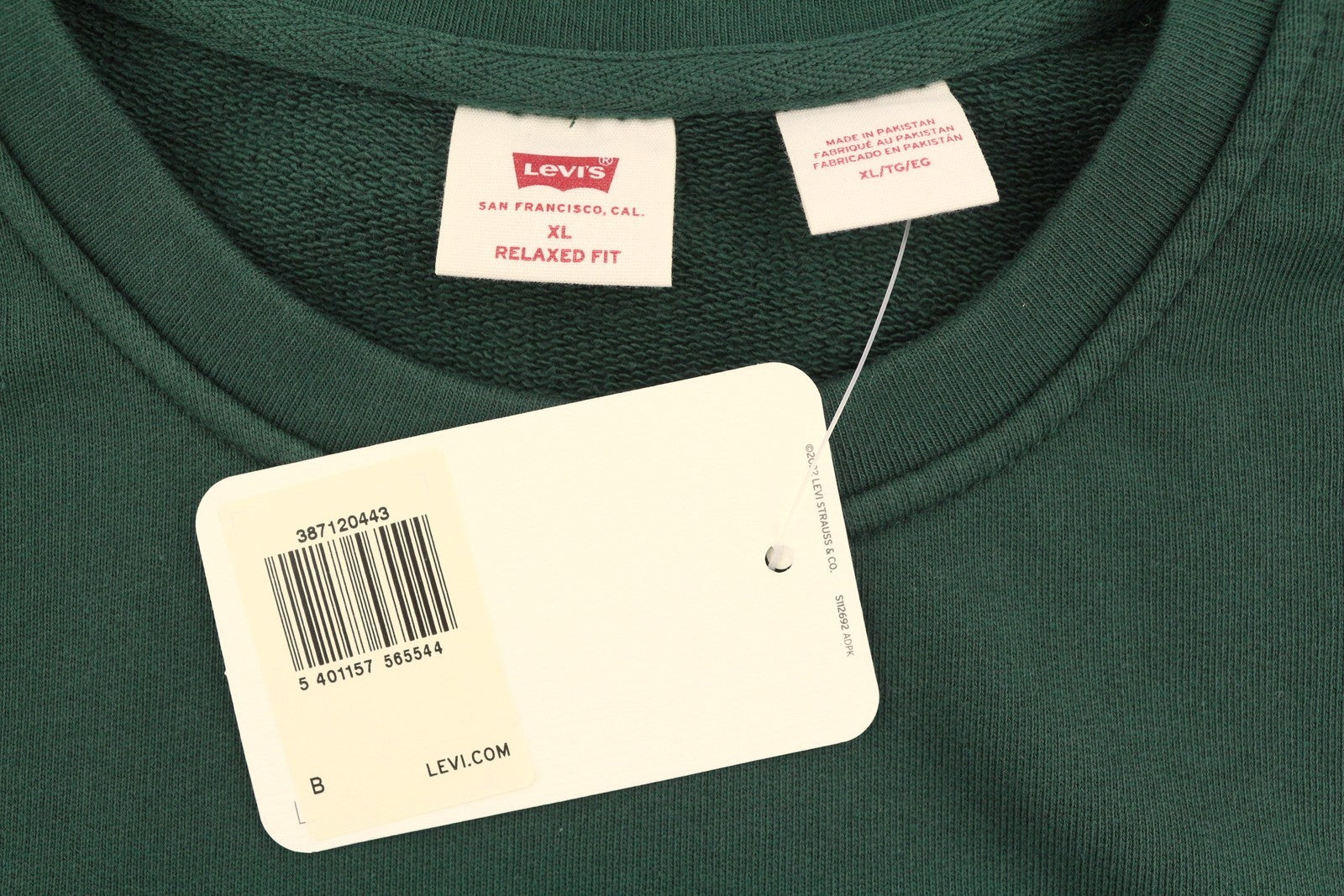LEVI'S Relaxed Fit Men Sweatshirt XL Green Crew Embroidered Logo Pull On