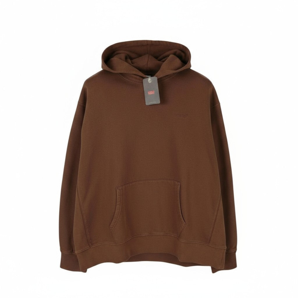 LEVI'S Relaxed Fit Men Hoodie XL Brown Red Tab Logo Kangaroo Pull On